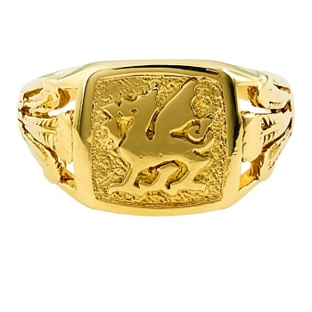 9ct gold Welsh Dragon Signet Ring size L